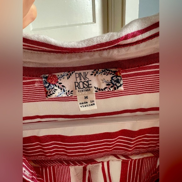 Pink rose button down midi dress size medium - Picture 3 of 3